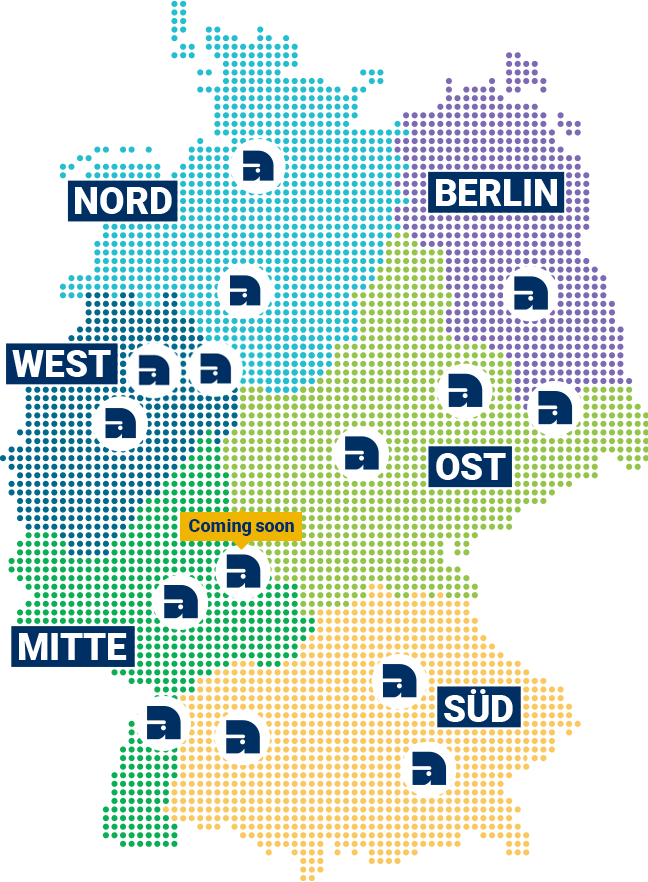 Deutschlandkarte mit Algeco Standorten