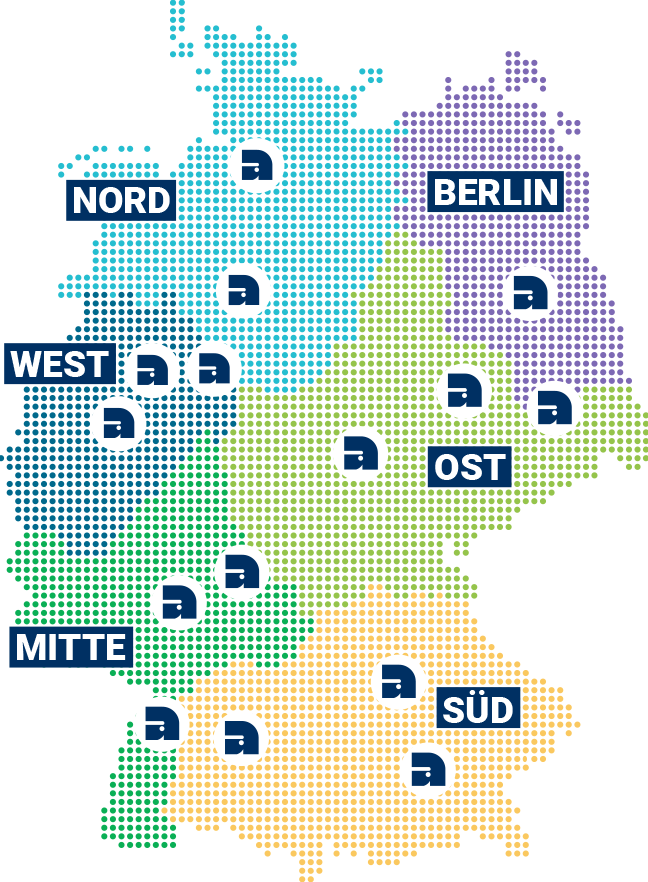 Deutschlandkarte mit Algeco Standorten